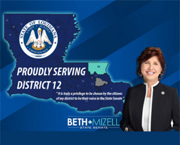 Political website design for Beth Mizell serving District 12 in Washington and St. Tammany Parish