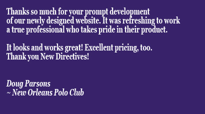 Testimonial graphic for New Orleans Polo Club website design